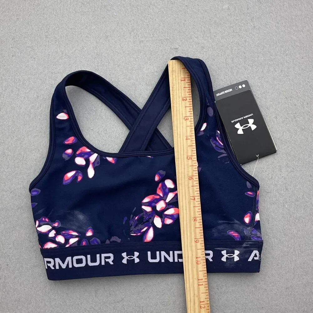 Under Armour Womens XS Compression Sports Bra Floral Print Medium‎ Support NWT